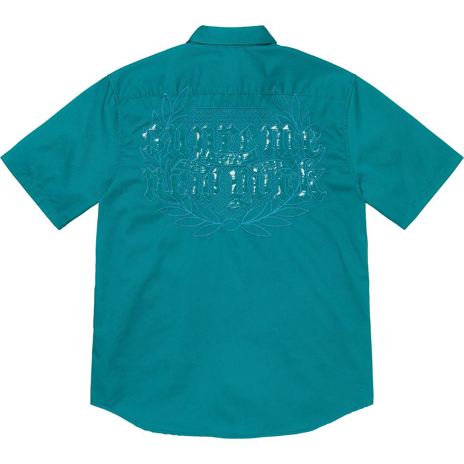 Supreme Croc Patch S/S Arbejds Skjorte Aqua | DK206SO