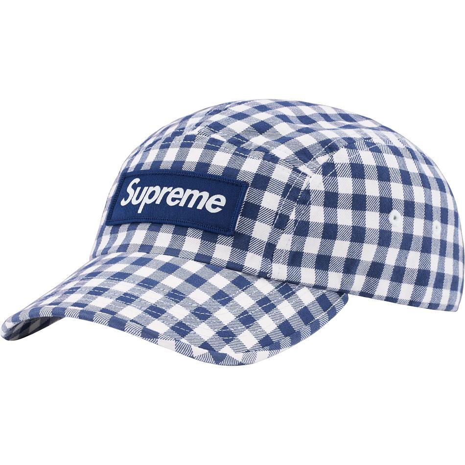 Supreme Gingham Camp Cap Hat Blå | DK476CE