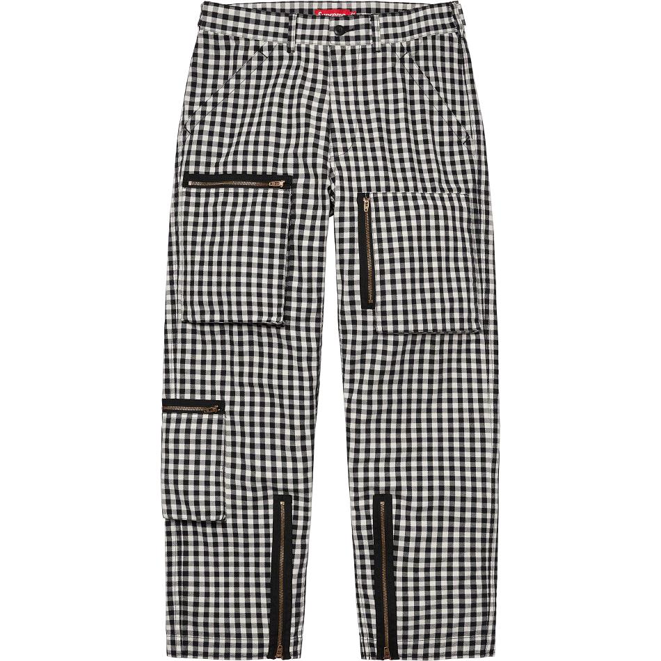 Supreme Gingham Flight Pant Bukser Sort | DK199TV