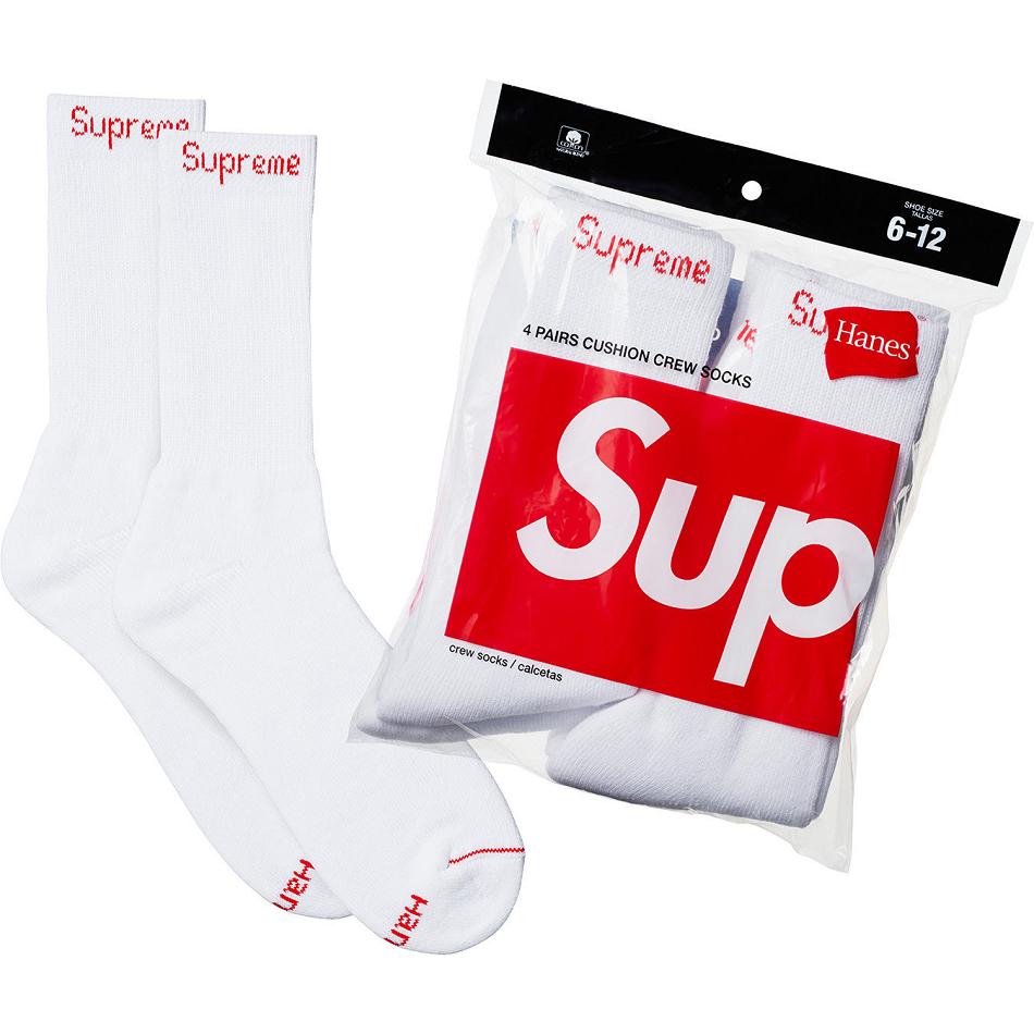 Supreme Hanes® Crew Socks (4 Pack) Sokker Hvide | DK487UT