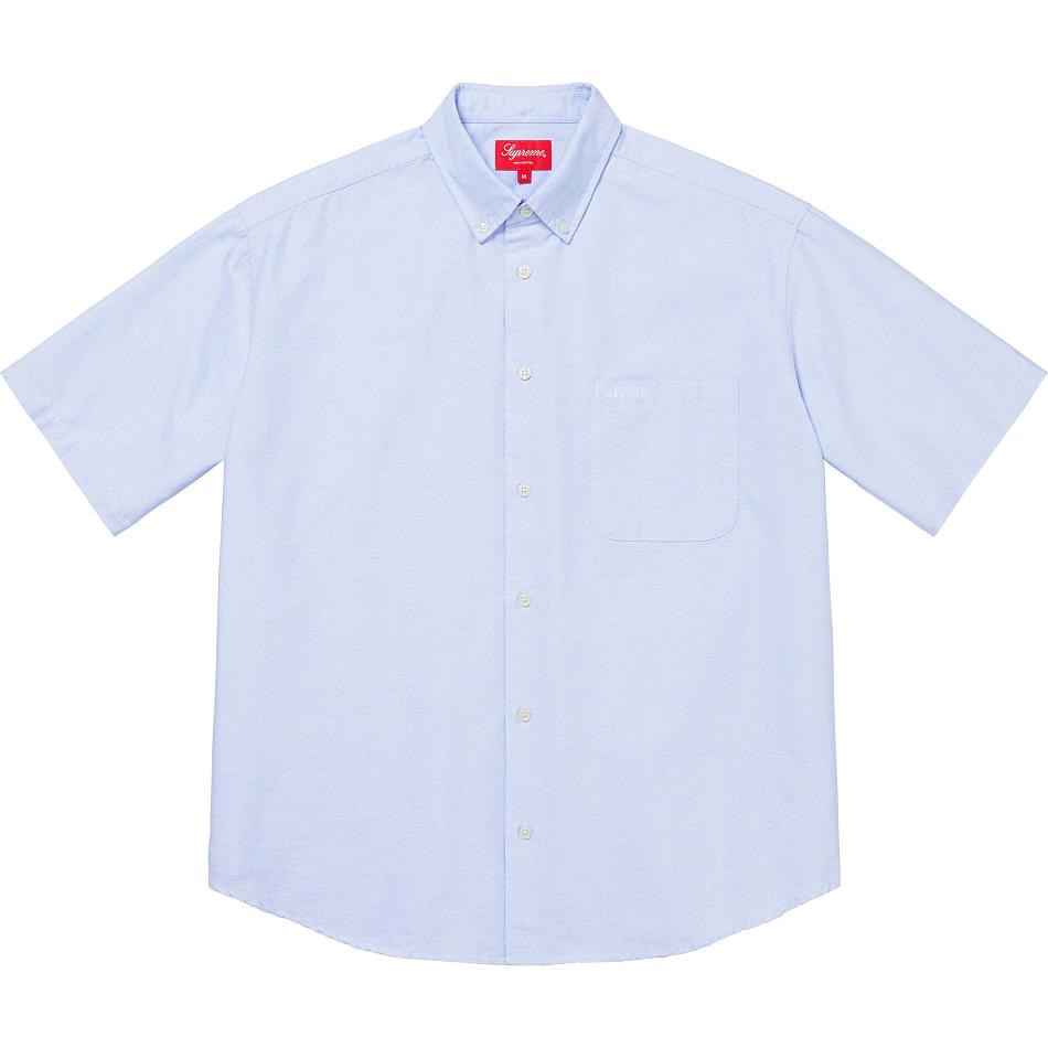 Supreme Loose Fit S/S Oxford Skjorte Hvide Blå | DK210HK