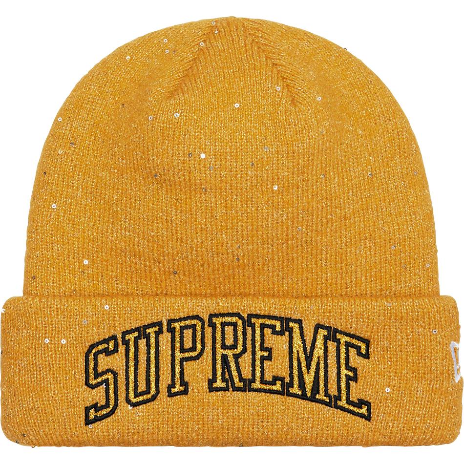 Supreme New Era® Metallic Arc Beanie Hat Guld | DK444HK