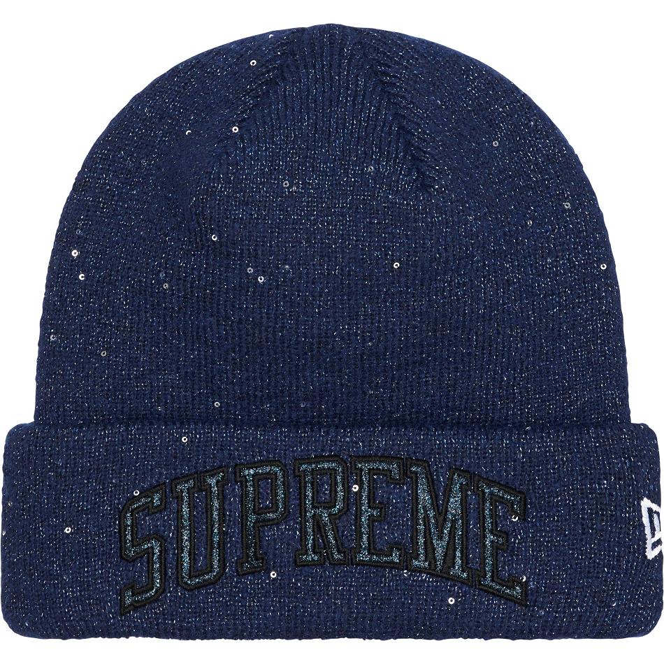 Supreme New Era® Metallic Arc Beanie Hat Mørkeblå | DK446KI