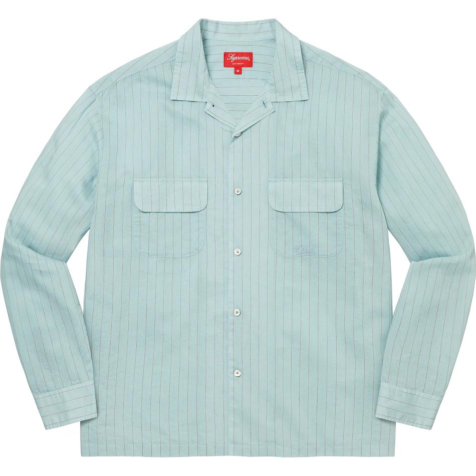 Supreme Pinstripe Linen Skjorte Blå | DK218BC