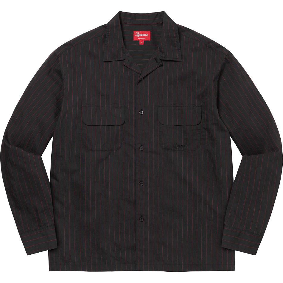 Supreme Pinstripe Linen Skjorte Sort | DK217VD