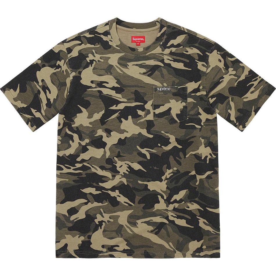 Supreme S/S Pocket Tee Trøjer Olivengrøn Camo | DK268CE