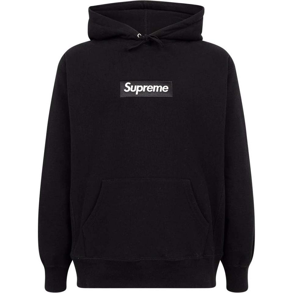 Supreme White Logo Hættetrøje Sort | DK130FM