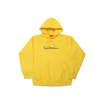 Supreme Classic Script Hætte Sweatshirts Gul | DK322BC