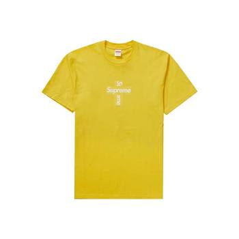 Supreme Cross Box Logo T Shirts Gul | DK390FM