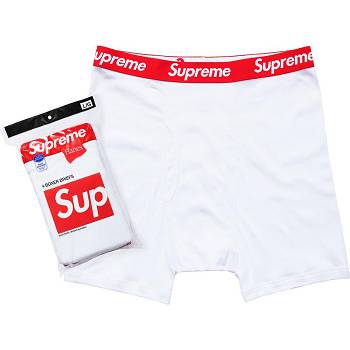 Supreme Hanes® Boxer Briefs (4 Pack) Undertøj Hvide | DK490PQ