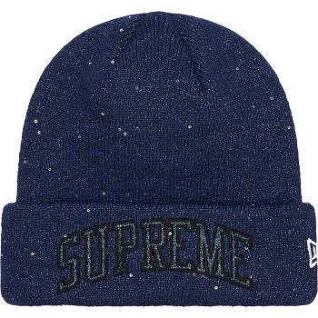 Supreme New Era® Metallic Arc Beanie Hat Mørkeblå | DK446KI