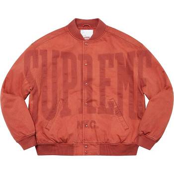 Supreme Washed Knockout Denim Varsity Jakke Rød | DK153AP